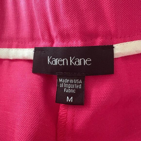 Karen Kane Pollee High Rise Pleat Front Shorts Hot Pink Linen Blend Size Medium - Picture 4 of 6